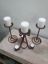 Load image into Gallery viewer, Set of 3 Aged Copper Candleholders - Row &amp; Oak