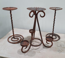 Load image into Gallery viewer, Set of 3 Aged Copper Candleholders - Row &amp; Oak