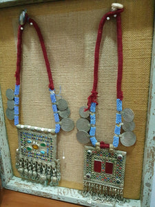 Shadowbox With Antique Tribal Necklaces