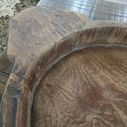 Shallow Round Wooden Dough Bowl