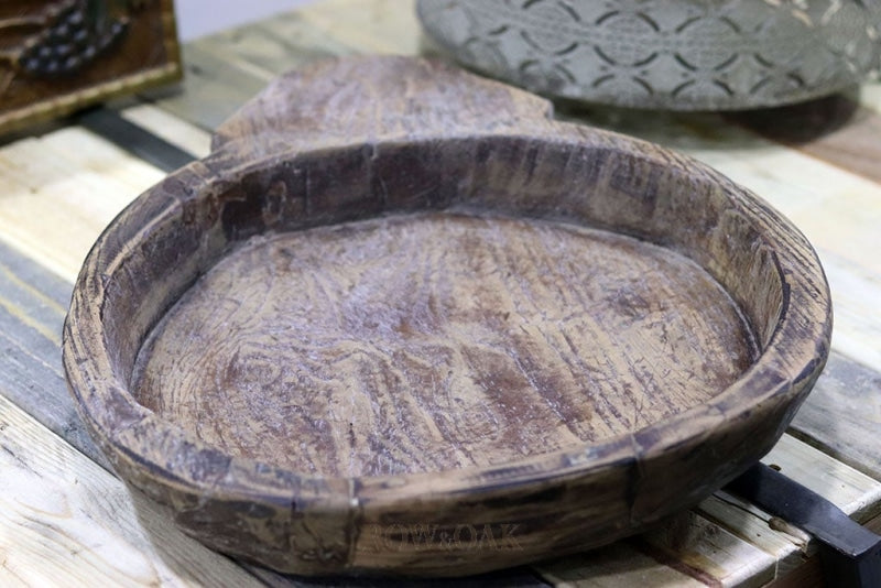 Shallow Round Wooden Dough Bowl