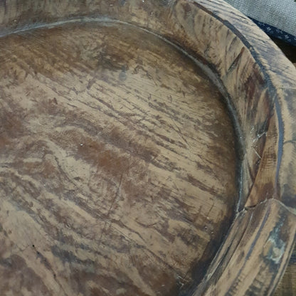 Shallow Round Wooden Dough Bowl