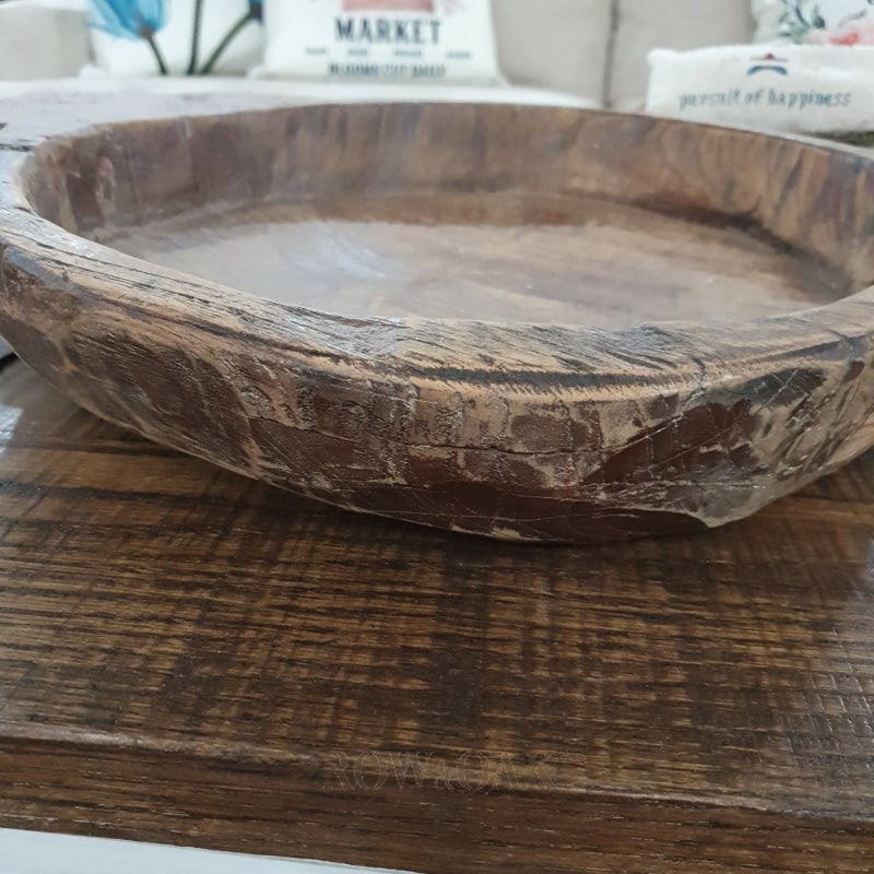 Shallow Round Wooden Dough Bowl