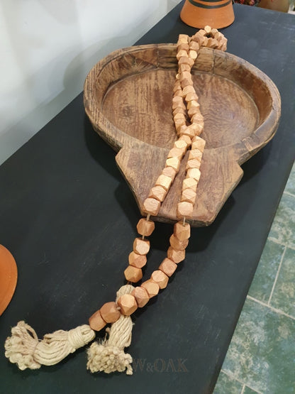 Strand Of Brown Octagonal Wood Beads