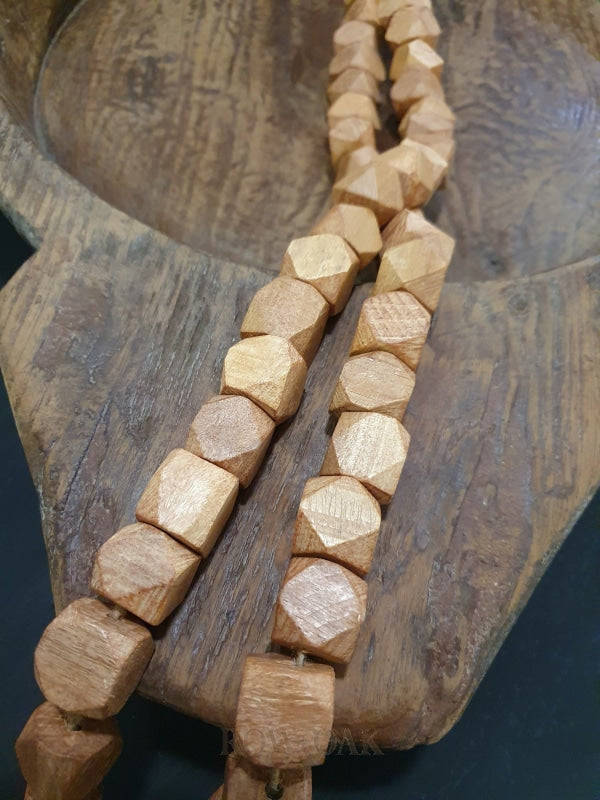 Strand Of Brown Octagonal Wood Beads