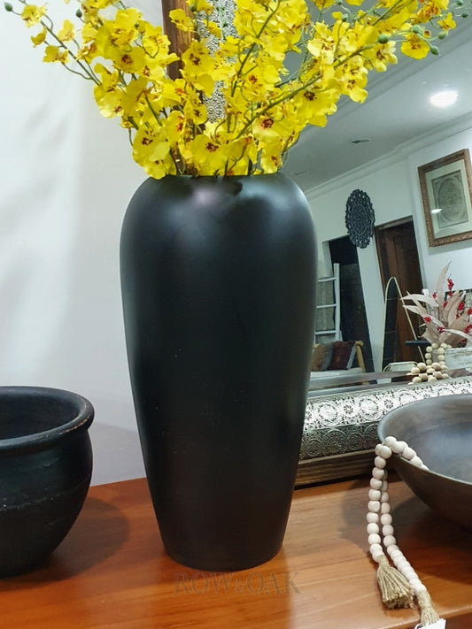 Tall Black Metal Vase Pots & Planters