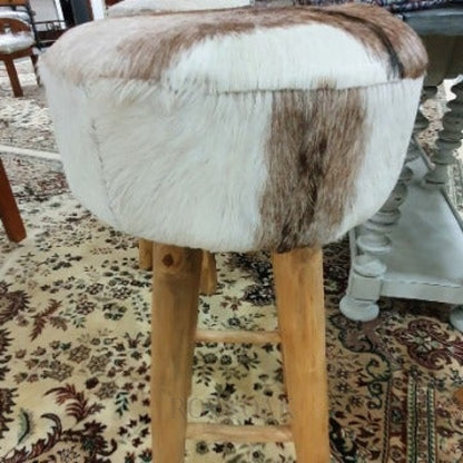 Teak Bar Stool With Leather Upper