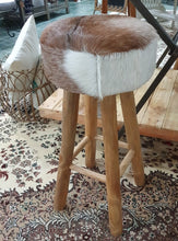 Load image into Gallery viewer, Teak Bar Stool With Leather Upper