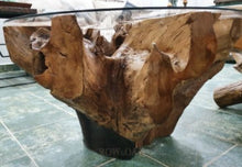 Load image into Gallery viewer, Teak Full Root Coffee Table With Glass Top