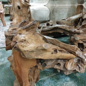 Teak Root Coffee Table With Glass Top