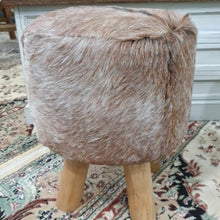 Load image into Gallery viewer, Teak Stool With Leather Upper - Short