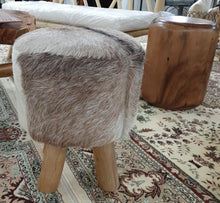 Load image into Gallery viewer, Teak Stool With Leather Upper - Short