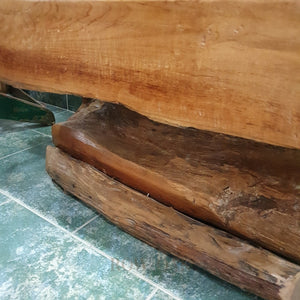 Teak Trunk Coffee Table With Glass Top