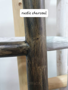 Teak Wood Display Ladder - Short Rustic Charcoal