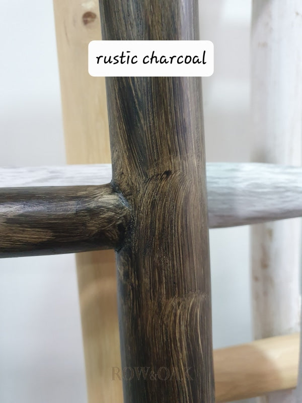 Teak Wood Display Ladder - Tall Rustic Charcoal