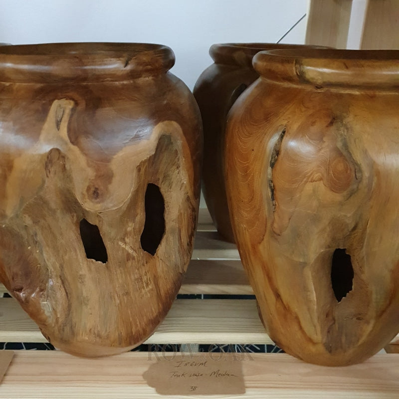 Teak Wood Vase - Medium