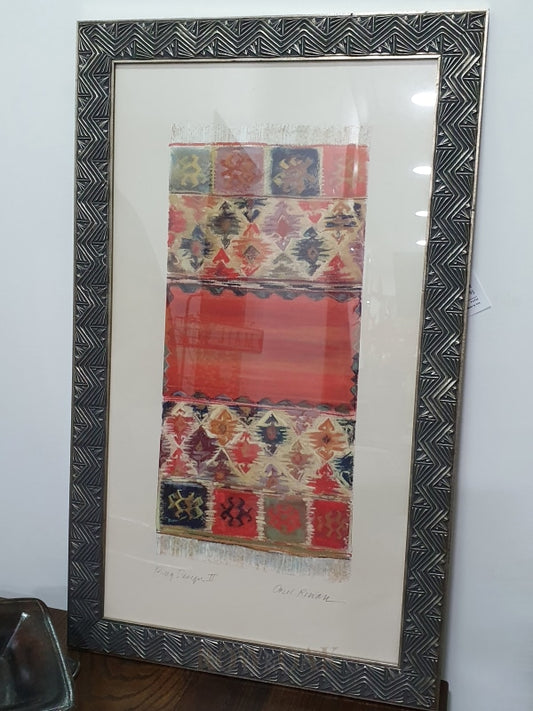 Textile Rug Print In Silver Frame Artwork