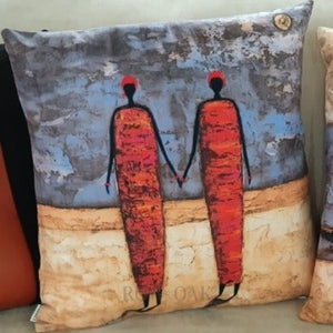 Tribal Art Cushions Two Friends