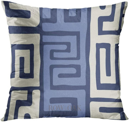 Tribal Kuba Inspired Cushions Giraffe Blue Cream