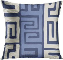 Load image into Gallery viewer, Tribal Kuba Inspired Cushions Giraffe Blue Cream