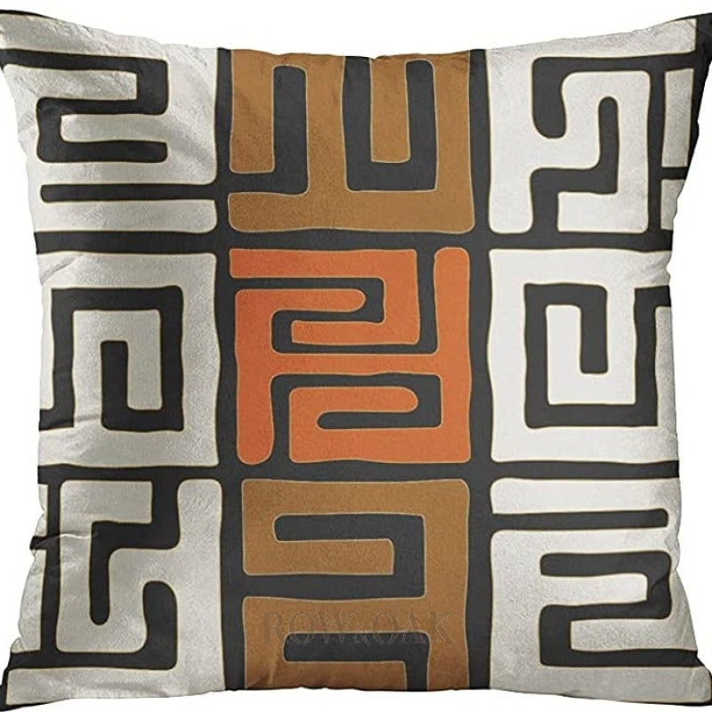 Tribal Kuba Inspired Cushions Giraffe Cream Brown