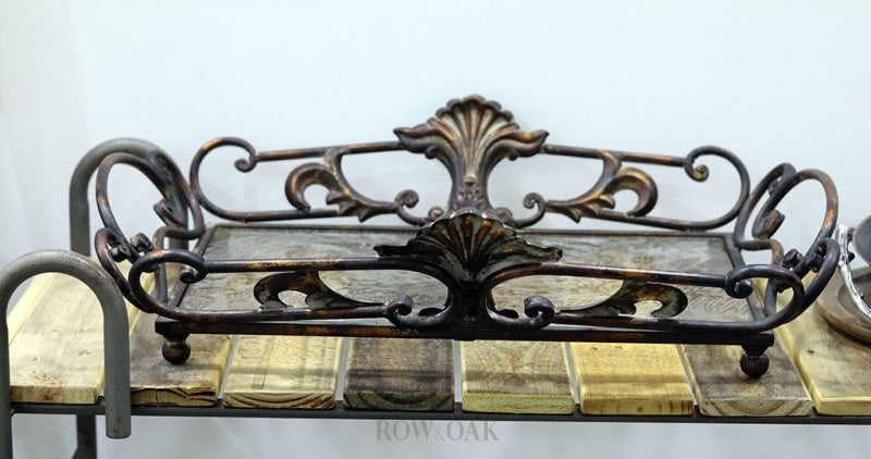 Vintage Brass Tray With Frosted Glass Bottom