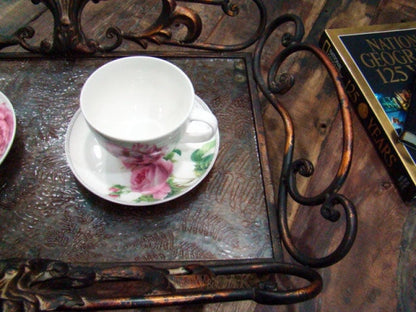 Vintage Brass Tray With Frosted Glass Bottom