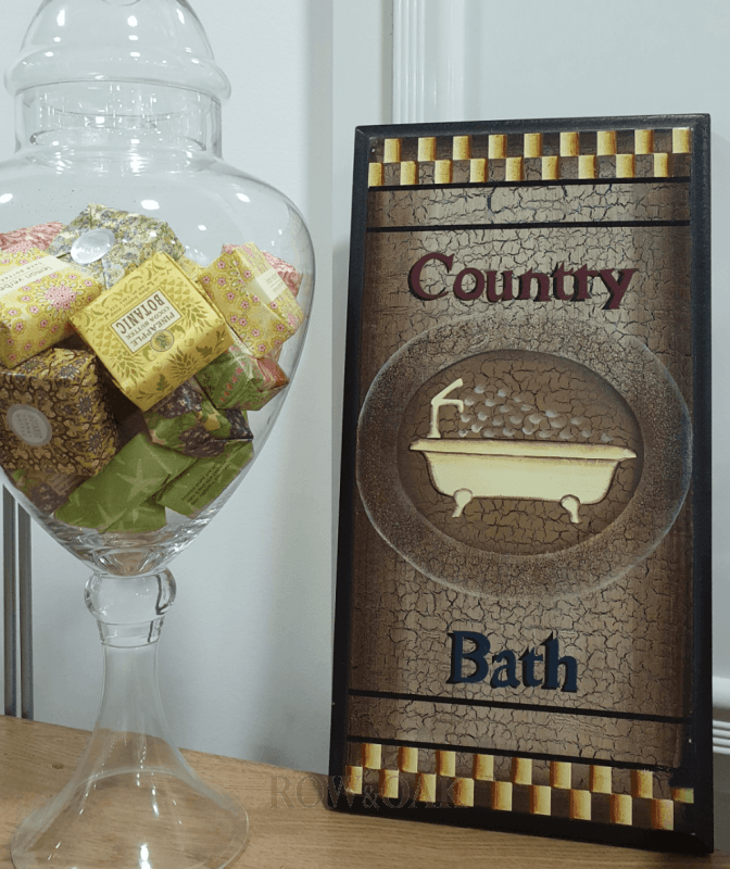 Vintage Country Bath Wood Sign - Row & Oak