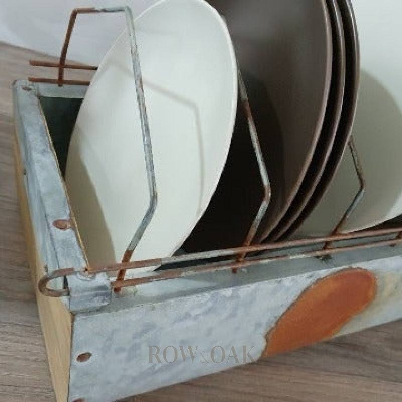 Vintage, Galvanized Metal Plate Holder - Row & Oak