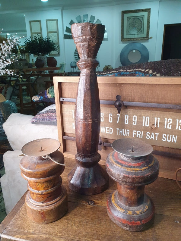 Vintage Indian Wooden Candleholder