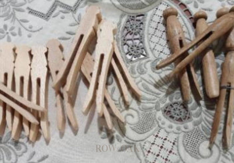 Vintage Wooden Clothes Pegs - Set of 14 - Row & Oak