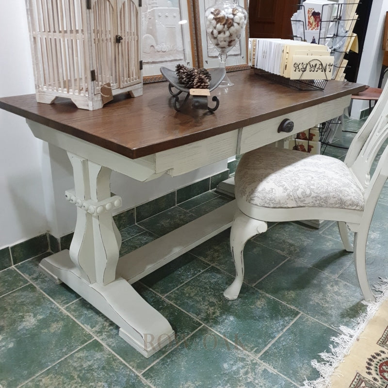 Walnut-Top Desks With Pedestal Bases