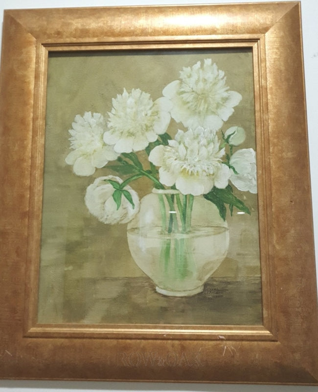 White Peonies In A Golden Frame