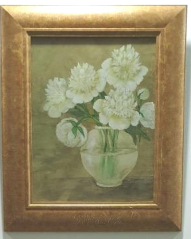 White Peonies In A Golden Frame