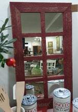 Load image into Gallery viewer, Windowpane Mirror - Distressed Dark Red