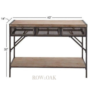 Wood & Metal 3-Drawer Console