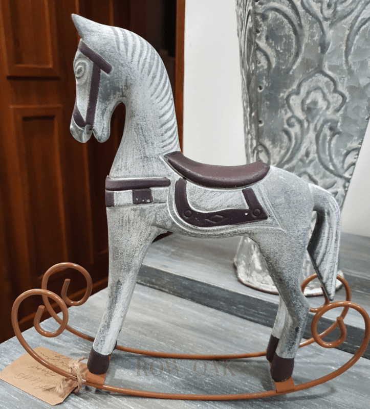 Wooden Horse Decor Grey