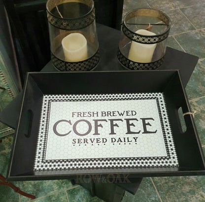 Wooden Tray With Coffee Theme