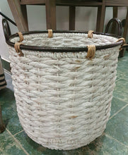 Load image into Gallery viewer, Woven White Rope Basket With Metal Handles Large 40 X 44Cm