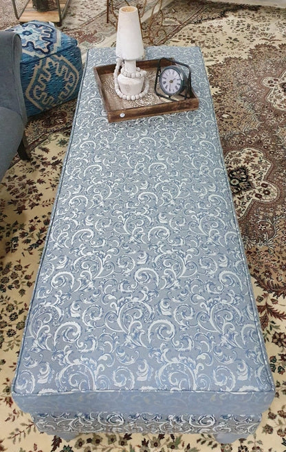 Xlarge Silk Ottoman In Heather Blue
